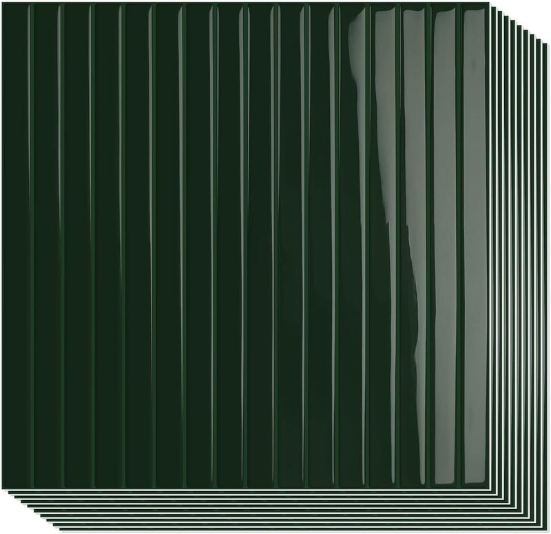 MOONFUN 10-Sheet Upgraded Thick Peel and Stick Kitchen Backsplash Tiles,Waterproof Premium Self-Adhesive Wall Tile Stick on Backsplash for Kitchen,Bathroom and Fireplace(Green,12"×12") - Image 1